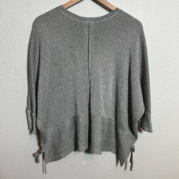 CAbi Cupid Cardigan 3526 Full Zip Sweater S Boxy Oversize Black Stripe Lagenlook - Picture 3 of 8